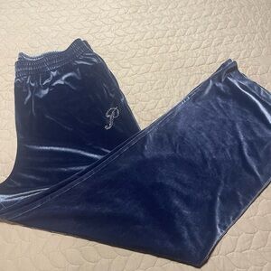 Victoria's Secret PINK Blue/silver Velvet sweat pants